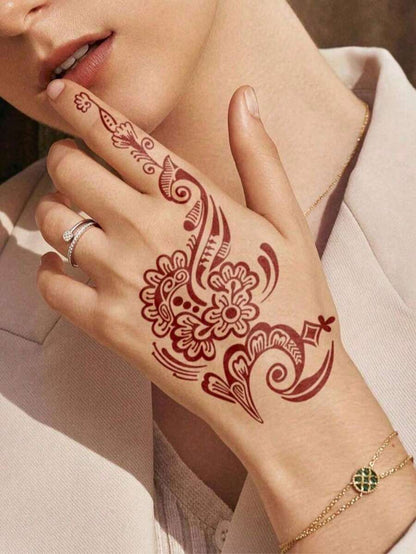 Premium Floral Henna Tattoo Stencil Stickers, Color Painting Temporary Hand Tattoo Stencils, Glitter Painting Hollow Stickers, For Body Art Makeup Mehndi Patterns