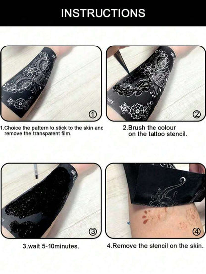 Premium Floral Henna Tattoo Stencil Stickers, Color Painting Temporary Hand Tattoo Stencils, Glitter Painting Hollow Stickers, For Body Art Makeup Mehndi Patterns