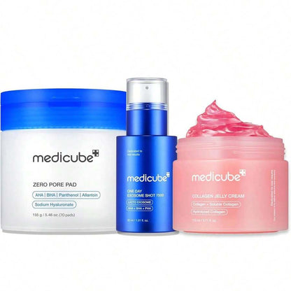 Affordable Value Trio For Pore & Texture Care: Pore Pads 2.0, 7,500 PPM Spicule Facial Serum And Collagen Jelly Cream